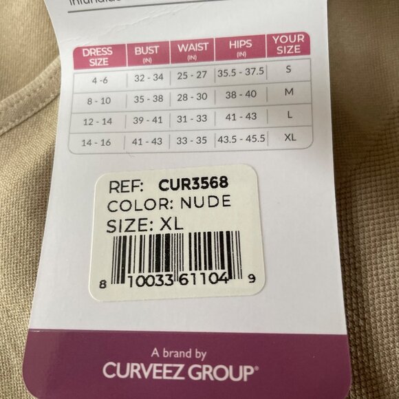 Curveez® Essential Open Bust Control Tank Shapewear Nude Tan Sz XL  CUR3568 - Picture 9 of 9